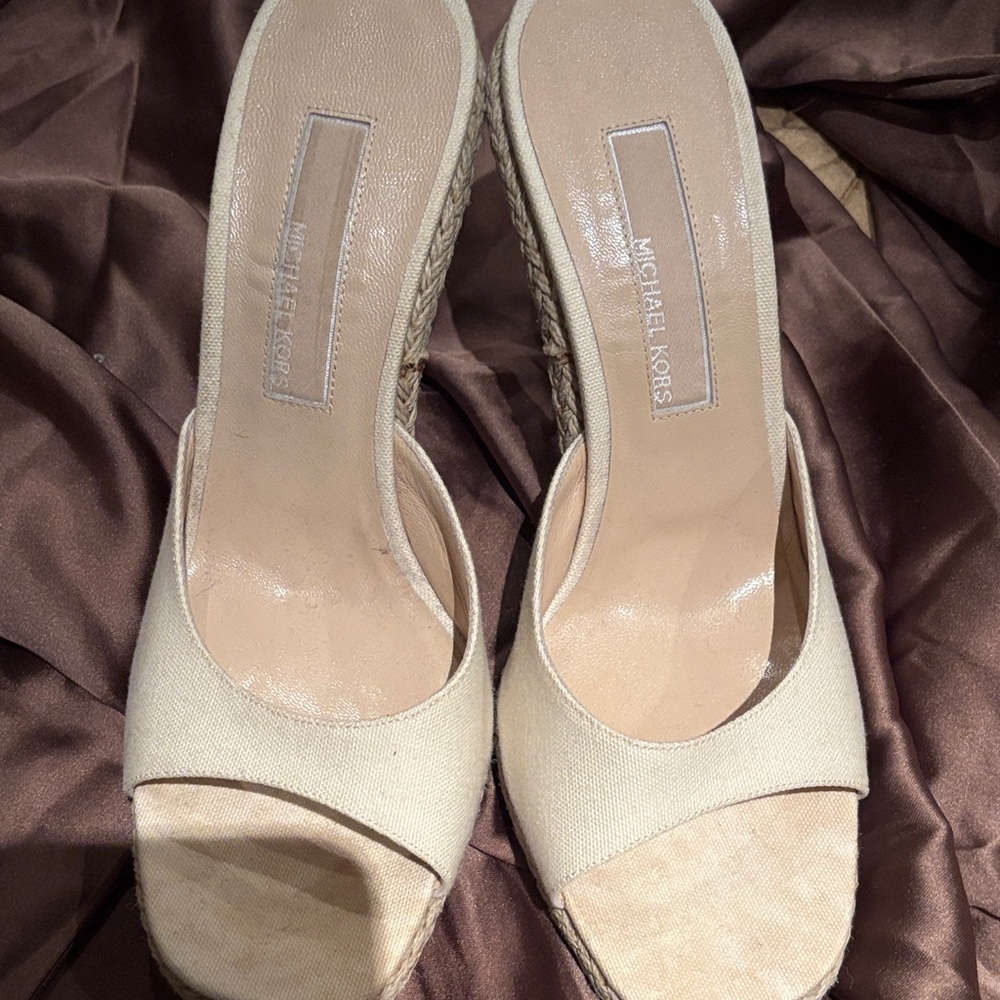 Michael Kors Beige Wedge Sandals